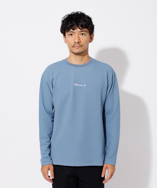ABAHOUSE GRAY(アバハウスグレイ)の「フクレ ジャガード 刺繍 ロング Tシャツ(Tシャツ/カットソー・メンズ・ホワイト/ブラック/グレイッシュブルー/グレイッシュベージュ・46/48)」の6枚目の写真