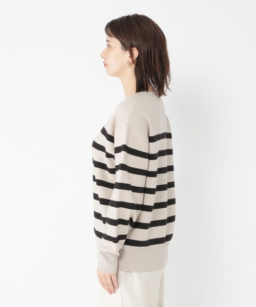 studio CLIP（スタディオクリップ）の「【お手入れラクラクニット】12ゲージソフィニーボーダープルオーバー（ニット/セーター・レディース・ブラック/ネイビー/オレンジ/グリーン/オフホワイト/モカ・FREE）」の13枚目の写真