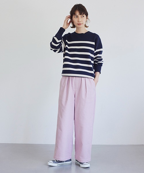 studio CLIP（スタディオクリップ）の「【お手入れラクラクニット】12ゲージソフィニーボーダープルオーバー（ニット/セーター・レディース・ブラック/ネイビー/オレンジ/グリーン/オフホワイト/モカ・FREE）」の21枚目の写真