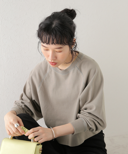 U by SPICK&SPAN（ユーバイスピックアンドスパン）の「【ALORE/アローレ】 20/ソウテンジク クロップドラグランT（Tシャツ/カットソー・レディース・グリーン/ホワイト/ベージュ系その他/ピンク・FREE）」の3枚目の写真
