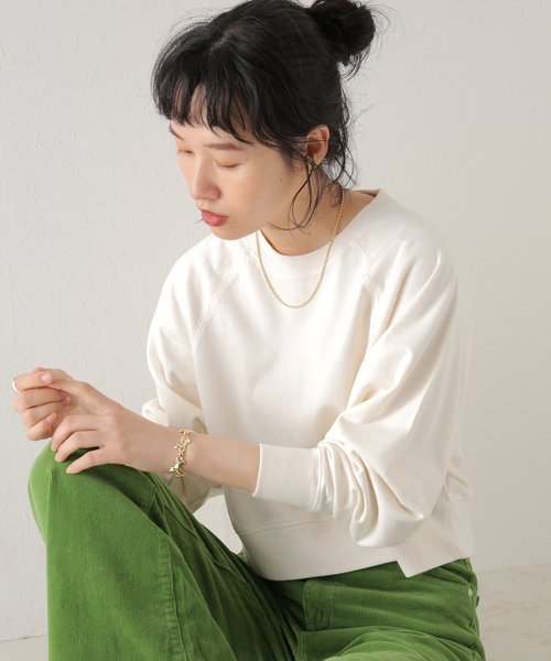 U by SPICK&SPAN（ユーバイスピックアンドスパン）の「【ALORE/アローレ】 20/ソウテンジク クロップドラグランT（Tシャツ/カットソー・レディース・グリーン/ホワイト/ベージュ系その他/ピンク・FREE）」の2枚目の写真