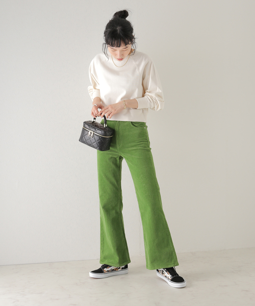 U by SPICK&SPAN（ユーバイスピックアンドスパン）の「【ALORE/アローレ】 20/ソウテンジク クロップドラグランT（Tシャツ/カットソー・レディース・グリーン/ホワイト/ベージュ系その他/ピンク・FREE）」の8枚目の写真