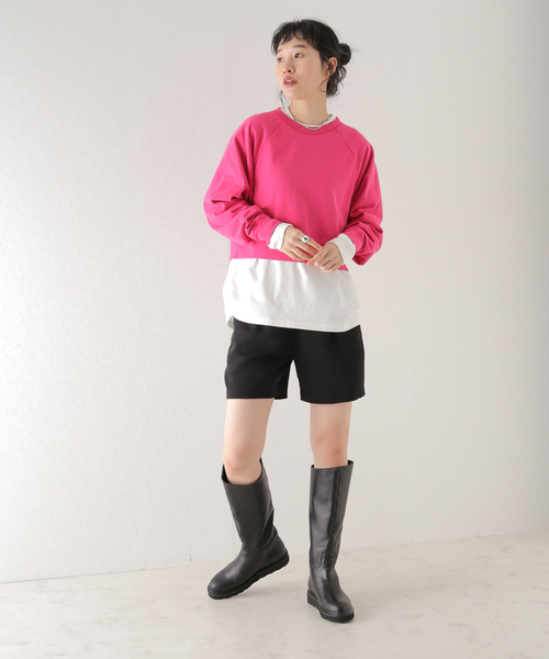 U by SPICK&SPAN（ユーバイスピックアンドスパン）の「【ALORE/アローレ】 20/ソウテンジク クロップドラグランT（Tシャツ/カットソー・レディース・グリーン/ホワイト/ベージュ系その他/ピンク・FREE）」の15枚目の写真