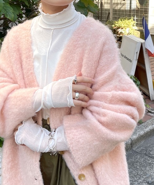 w closet（ダブルクローゼット）の「シアーカフハイネックプルオーバー（Tシャツ/カットソー・レディース・ブラック/オフホワイト/サックスブルー/ピンク/ライム/オレンジ/ラベンダー/シルバー/ベージュ・FREE）」の12枚目の写真