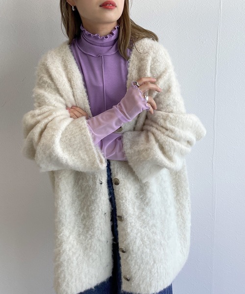 w closet（ダブルクローゼット）の「シアーカフハイネックプルオーバー（Tシャツ/カットソー・レディース・ブラック/オフホワイト/サックスブルー/ピンク/ライム/オレンジ/ラベンダー/シルバー/ベージュ・FREE）」の17枚目の写真