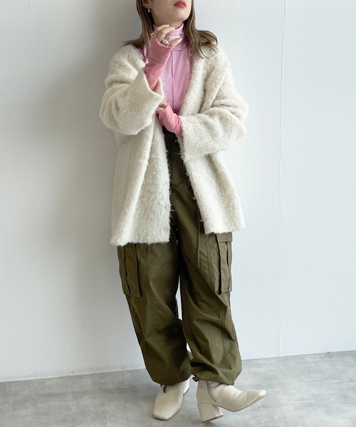 w closet（ダブルクローゼット）の「シアーカフハイネックプルオーバー（Tシャツ/カットソー・レディース・ブラック/オフホワイト/サックスブルー/ピンク/ライム/オレンジ/ラベンダー/シルバー/ベージュ・FREE）」の18枚目の写真