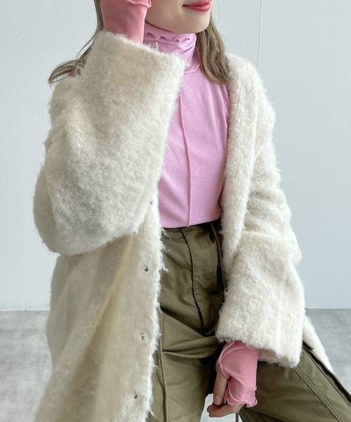 w closet（ダブルクローゼット）の「シアーカフハイネックプルオーバー（Tシャツ/カットソー・レディース・ブラック/オフホワイト/サックスブルー/ピンク/ライム/オレンジ/ラベンダー/シルバー/ベージュ・FREE）」の19枚目の写真