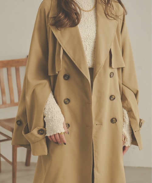 Ambre Neige(アンブルネージュ)の「袖スリットトレンチコート/【WEB/EC限定商品】(トレンチコート・レディース・ベージュ/アイボリー・FREE)」の10枚目の写真