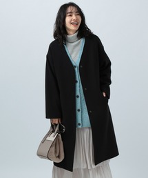 BAYFLOW | ウーリーテックＶネックコート(ノーカラーコート)