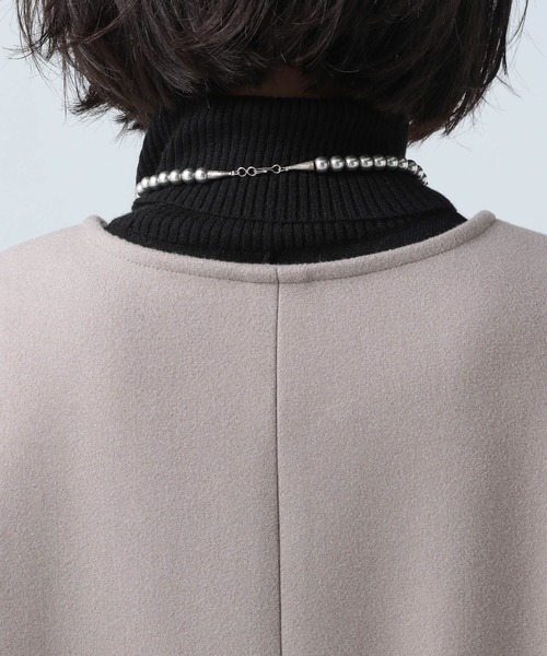 BAYFLOW（ベイフロー）の「ウーリーテックＶネックコート（ノーカラーコート・レディース・ブラック/ブラウン/グリーン・SMALL/MEDIUM/X-SMALL）」の18枚目の写真