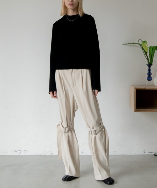 VACANCY(ヴァカンシー)の「ボンテージスラックスパンツ(スラックス・レディース・チャコールグレー/アイボリー・FREE)」の6枚目の写真