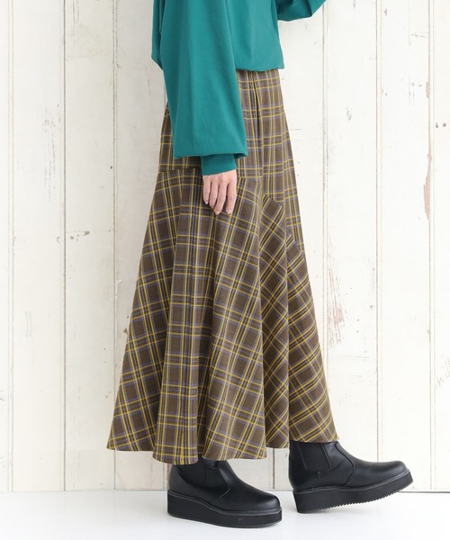 osharewalker（オシャレウォーカー）の「【廃盤】『チェック柄アシメフレアスカート』（スカート・レディース・イエロー/レッド・1/2）」の22枚目の写真