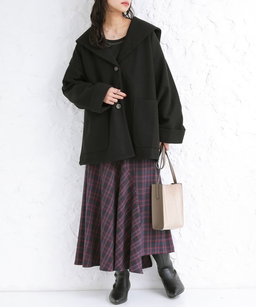 osharewalker（オシャレウォーカー）の「【廃盤】『チェック柄アシメフレアスカート』（スカート・レディース・イエロー/レッド・1/2）」の4枚目の写真