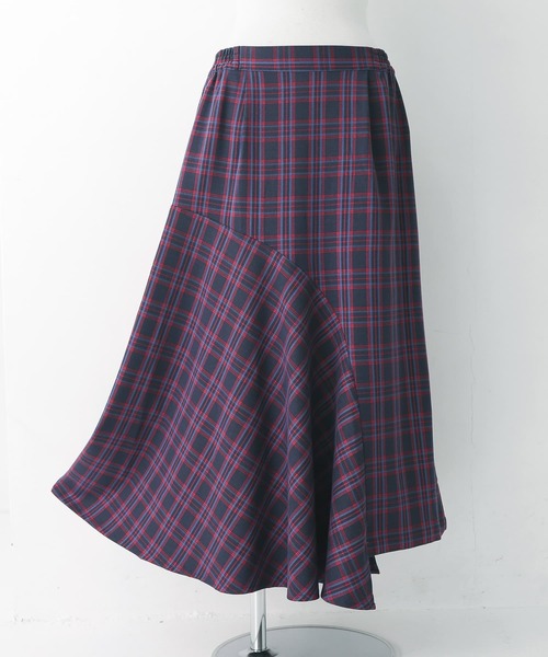 osharewalker（オシャレウォーカー）の「【廃盤】『チェック柄アシメフレアスカート』（スカート・レディース・イエロー/レッド・1/2）」の9枚目の写真