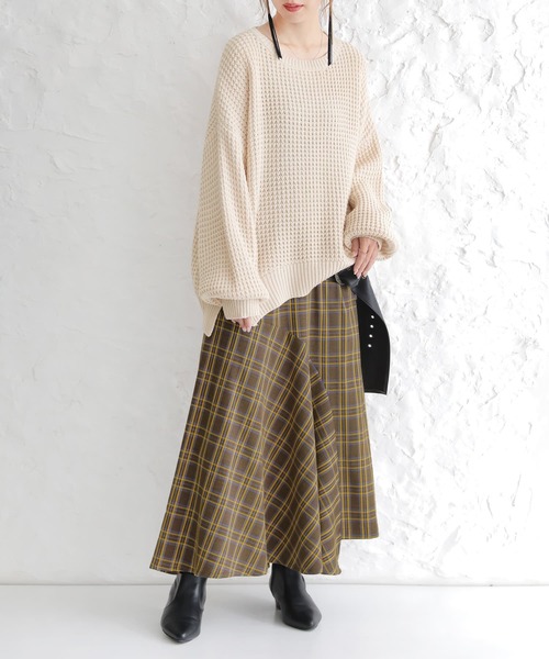 osharewalker（オシャレウォーカー）の「【廃盤】『チェック柄アシメフレアスカート』（スカート・レディース・イエロー/レッド・1/2）」の10枚目の写真