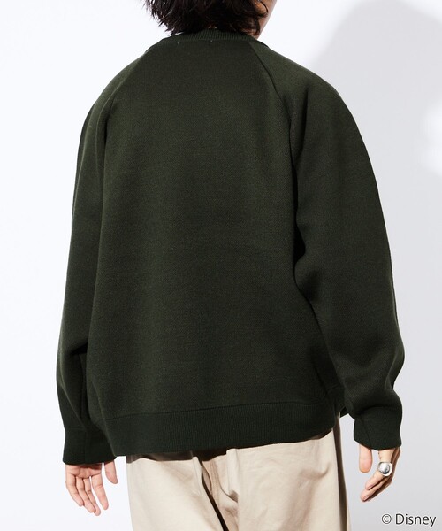 FREAK'S STORE（フリークスストア）の「WEB限定【DISNEY/ディズニー ミッキーマウス】 別注 ビッグシルエット ラグランスリーブ クルーネック ジャガードニット/セーター（ニット/セーター・メンズ・ブラック/グレー/サックスブルー/グリーン・SMALL/MEDIUM/LARGE）」の7枚目の写真
