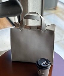 Rename | Rename フェイクレザー スクエア シンプル ミニ ワンハンドル ハンドバッグ(トートバッグ)