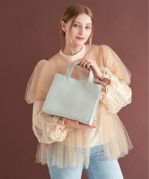 セール】Rename フェイクレザー スクエア シンプル ミニ ワンハンドル