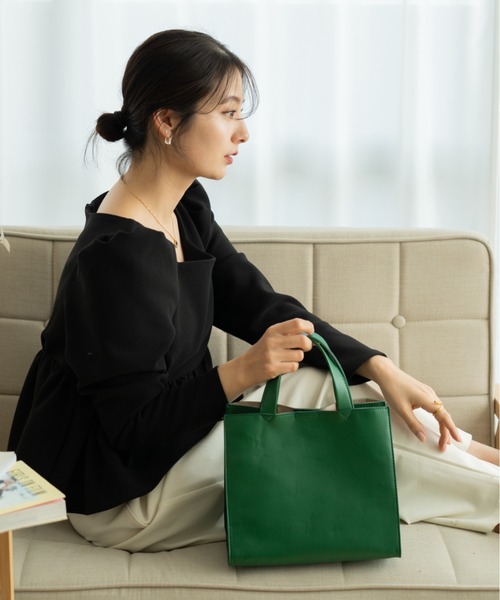 セール】Rename フェイクレザー スクエア シンプル ミニ ワンハンドル