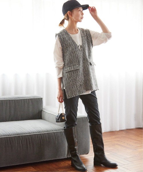 JOURNAL STANDARD relume（ジャーナルスタンダード　レリューム）の「《追加》ツイードフリンジベスト（ベスト・レディース・ブラック・FREE）」の9枚目の写真