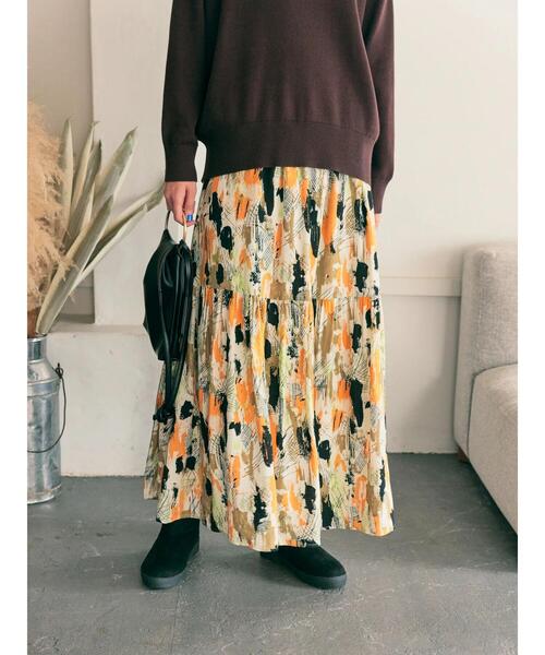 AMERICAN HOLIC（アメリカンホリック）の「アソートプリントティアードスカート（スカート・レディース・ネイビー/オレンジ・M/L）」の6枚目の写真