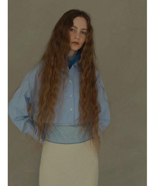 AMAIL（アマイル）の「Cropd minimam shirt（シャツ/ブラウス・レディース・ブルー/ブラック/ホワイト・FREE）」の3枚目の写真