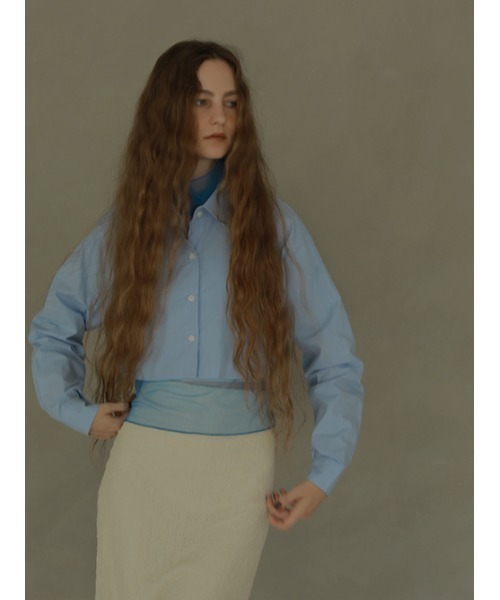 AMAIL（アマイル）の「Cropd minimam shirt（シャツ/ブラウス・レディース・ブルー/ブラック/ホワイト・FREE）」の9枚目の写真