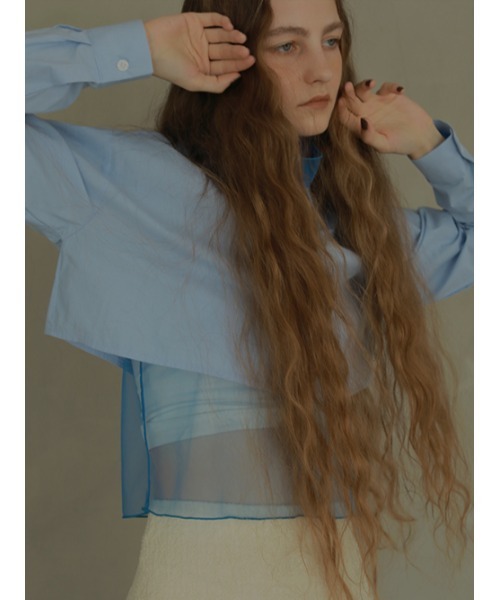 AMAIL（アマイル）の「Cropd minimam shirt（シャツ/ブラウス・レディース・ブルー/ブラック/ホワイト・FREE）」の10枚目の写真