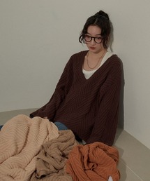 ECRIRE | Ｖネック リラックスニット(ニット/セーター)