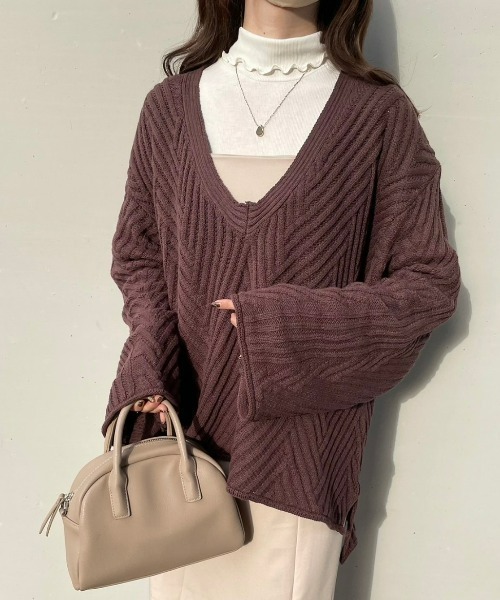 ECRIRE（エクリール）の「Ｖネック リラックスニット（ニット/セーター・レディース・ベージュ/オレンジ/ブラウン/アイボリー・M/L）」の20枚目の写真