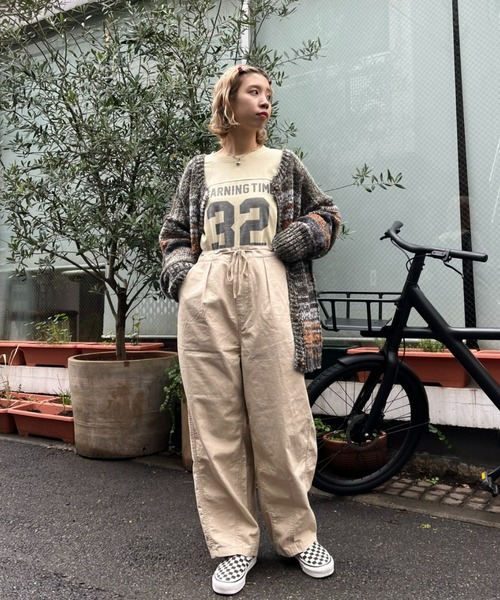 CIAOPANIC(チャオパニック)の「リップストップテーパードワイドパンツ(カーゴパンツ・レディース・ブラック/カーキ/ベージュ・FREE)」の4枚目の写真