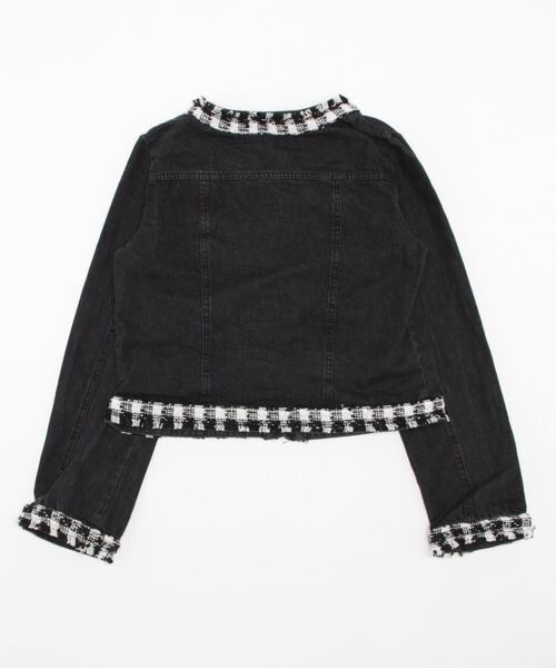 axes femme（アクシーズファム）の「ツイード×デニムジャケット（デニムジャケット・レディース・ブラック/インディゴブルー・FREE）」の6枚目の写真