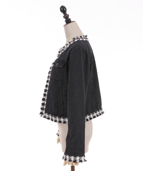 axes femme（アクシーズファム）の「ツイード×デニムジャケット（デニムジャケット・レディース・ブラック/インディゴブルー・FREE）」の8枚目の写真