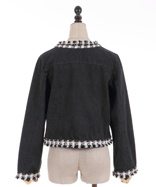 axes femme（アクシーズファム）の「ツイード×デニムジャケット（デニムジャケット・レディース・ブラック/インディゴブルー・FREE）」の9枚目の写真