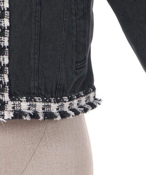 axes femme（アクシーズファム）の「ツイード×デニムジャケット（デニムジャケット・レディース・ブラック/インディゴブルー・FREE）」の11枚目の写真