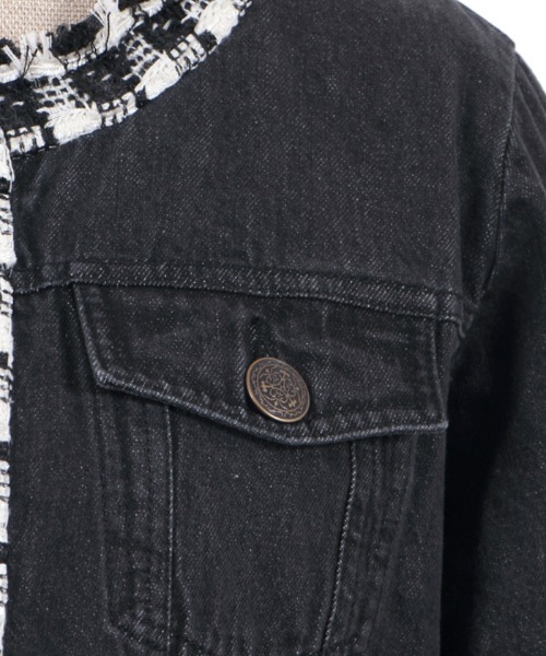 axes femme（アクシーズファム）の「ツイード×デニムジャケット（デニムジャケット・レディース・ブラック/インディゴブルー・FREE）」の13枚目の写真
