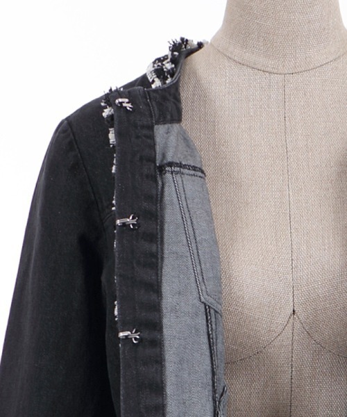 axes femme（アクシーズファム）の「ツイード×デニムジャケット（デニムジャケット・レディース・ブラック/インディゴブルー・FREE）」の14枚目の写真