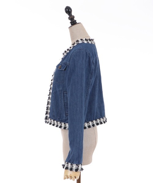 axes femme（アクシーズファム）の「ツイード×デニムジャケット（デニムジャケット・レディース・ブラック/インディゴブルー・FREE）」の19枚目の写真