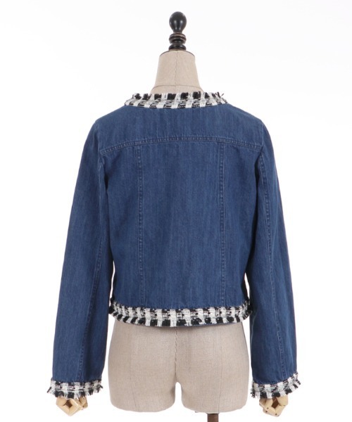 axes femme（アクシーズファム）の「ツイード×デニムジャケット（デニムジャケット・レディース・ブラック/インディゴブルー・FREE）」の20枚目の写真