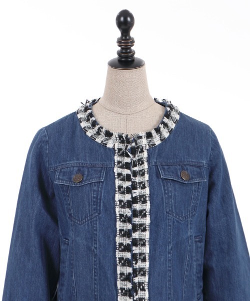 axes femme（アクシーズファム）の「ツイード×デニムジャケット（デニムジャケット・レディース・ブラック/インディゴブルー・FREE）」の21枚目の写真