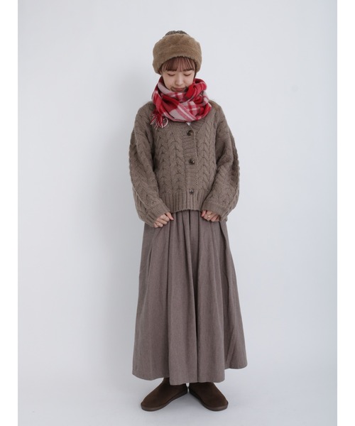 Samansa Mos2（サマンサ モスモス）の「ウールチェックマフラー（マフラー・レディース・レッド/ベージュ/ミント/モカ・ﾌﾘ-）」の6枚目の写真