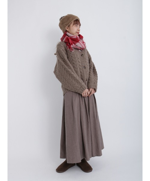 Samansa Mos2（サマンサ モスモス）の「ウールチェックマフラー（マフラー・レディース・レッド/ベージュ/ミント/モカ・ﾌﾘ-）」の7枚目の写真