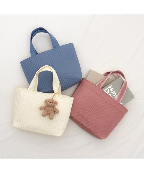 apres les cours（アプレレクール）の「ナチュラルヌビバッグ（トートバッグ・キッズ・ブルー/アイボリー/ピンク・FREE）」の4枚目の写真