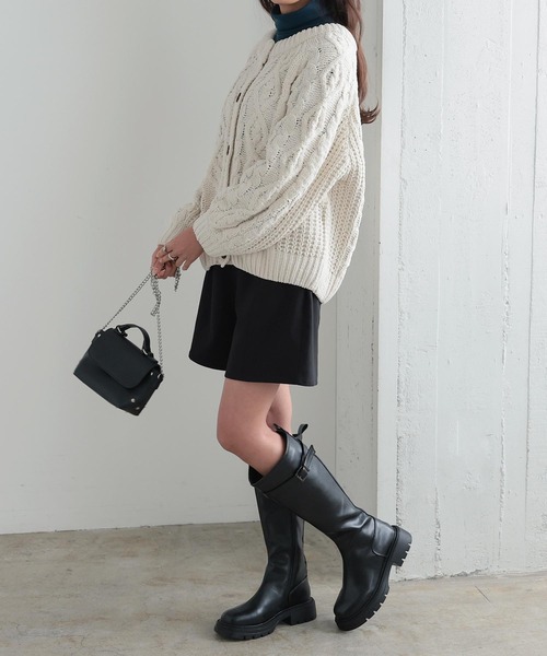 KOBE LETTUCE（コウベレタス）の「[ 裏起毛 ] チェルシーベルトロングブーツ（ブーツ・レディース・アイボリー/ブラック/ベージュ・L/LL/M/S）」の7枚目の写真