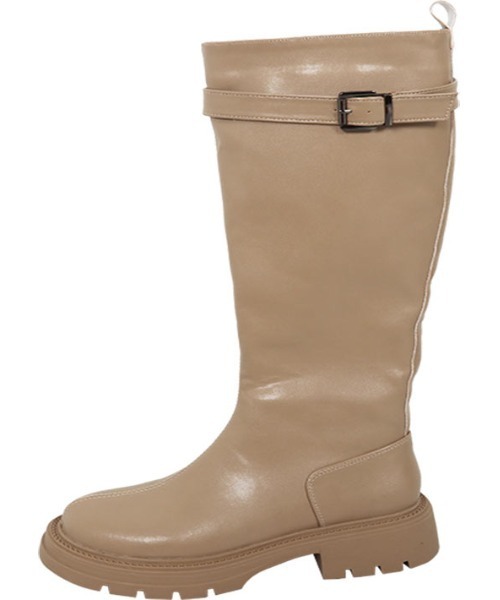 KOBE LETTUCE（コウベレタス）の「[ 裏起毛 ] チェルシーベルトロングブーツ（ブーツ・レディース・アイボリー/ブラック/ベージュ・L/LL/M/S）」の4枚目の写真