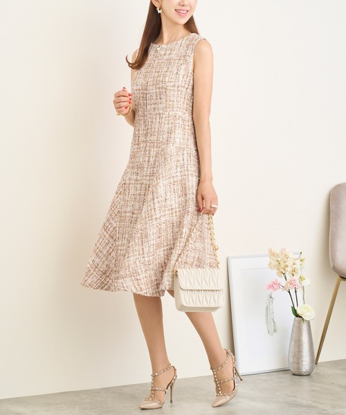 Prima Scherrer(プリマシェレル)の「MIXツイード フロントパールファスナー ワンピース Prima Scherrer(ワンピース・レディース・ベージュ/ピンク/ブラック/ホワイト/ラベンダー・M/S/XS/L)」の18枚目の写真