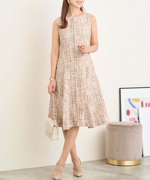 Prima Scherrer(プリマシェレル)の「MIXツイード フロントパールファスナー ワンピース Prima Scherrer(ワンピース・レディース・ベージュ/ピンク/ブラック/ホワイト/ラベンダー・M/S/XS/L)」の19枚目の写真