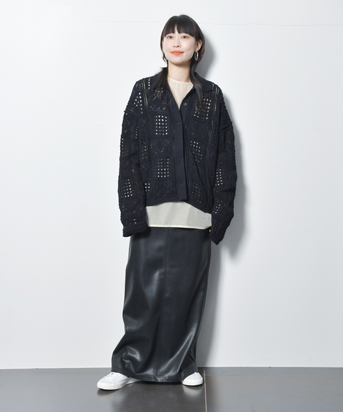 CITYSHOP / シティショップ | 2023SS | CROCHET STYLE SHIRTS ニットカーディガン | ブラック | レディース CITYSHOP（シティーショップ）の「CROCHET STYLE SHIRTS：ニット