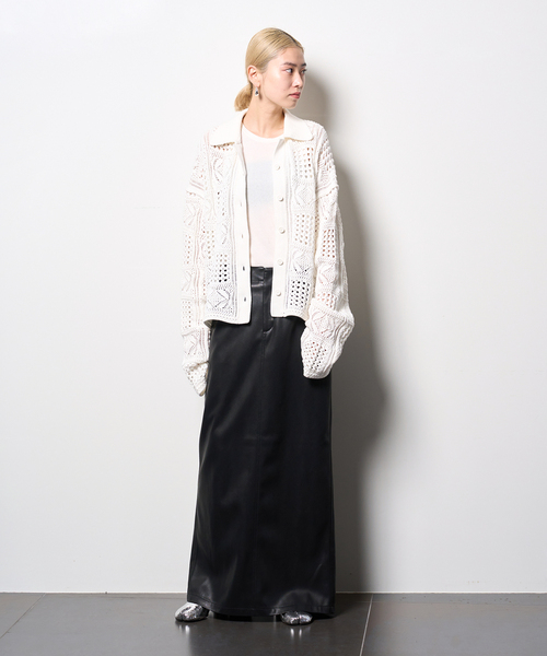 CITYSHOP / シティショップ | 2023SS | CROCHET STYLE SHIRTS ニットカーディガン | ブラック | レディース CITYSHOP（シティーショップ）の「CROCHET STYLE SHIRTS：ニット