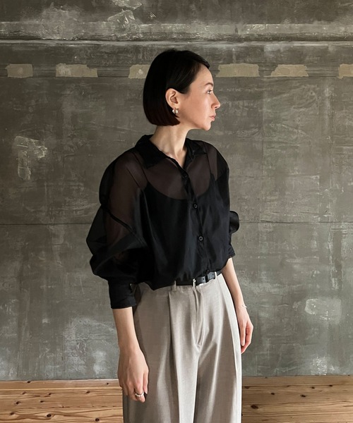 セール】オーバーサイズシアーシャツ（シャツ/ブラウス）｜cona